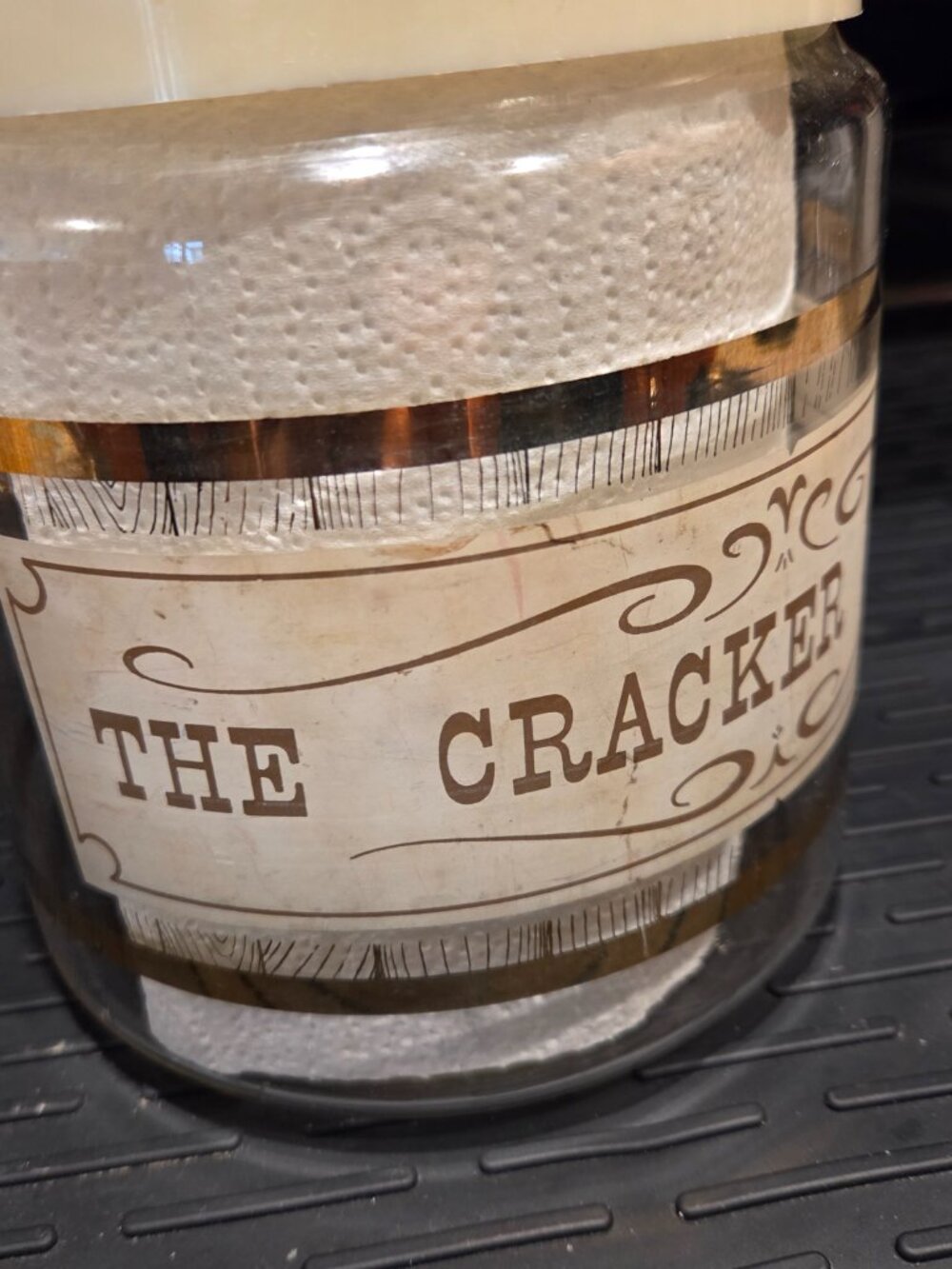 Vintage Pyrex Glass Cookie Canister "The Cracker Barrel" Jar Storage W/Lid 1960s